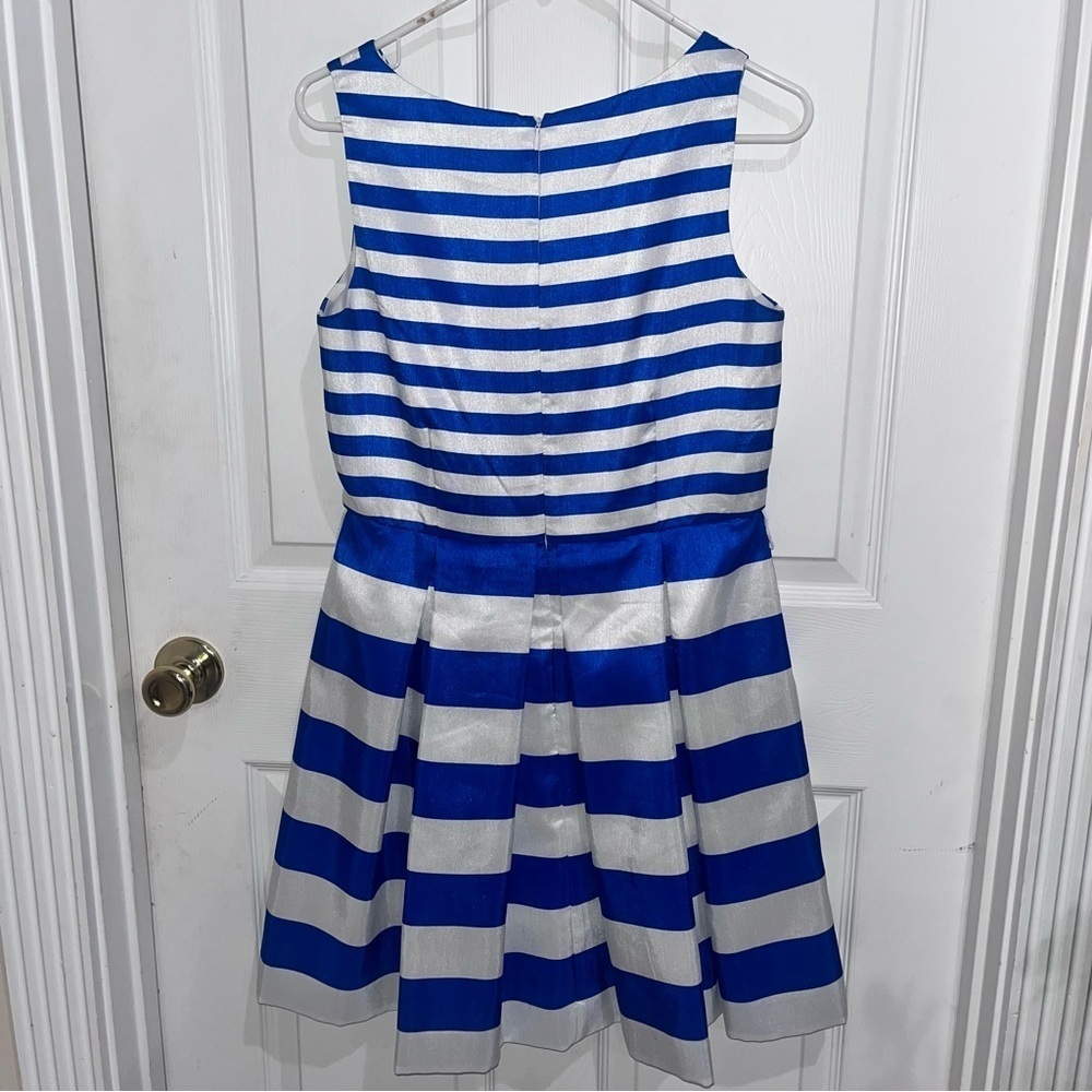 Kim rogers ble and white stripe womens sleeveless dress sz sp - Picture 5 of 5